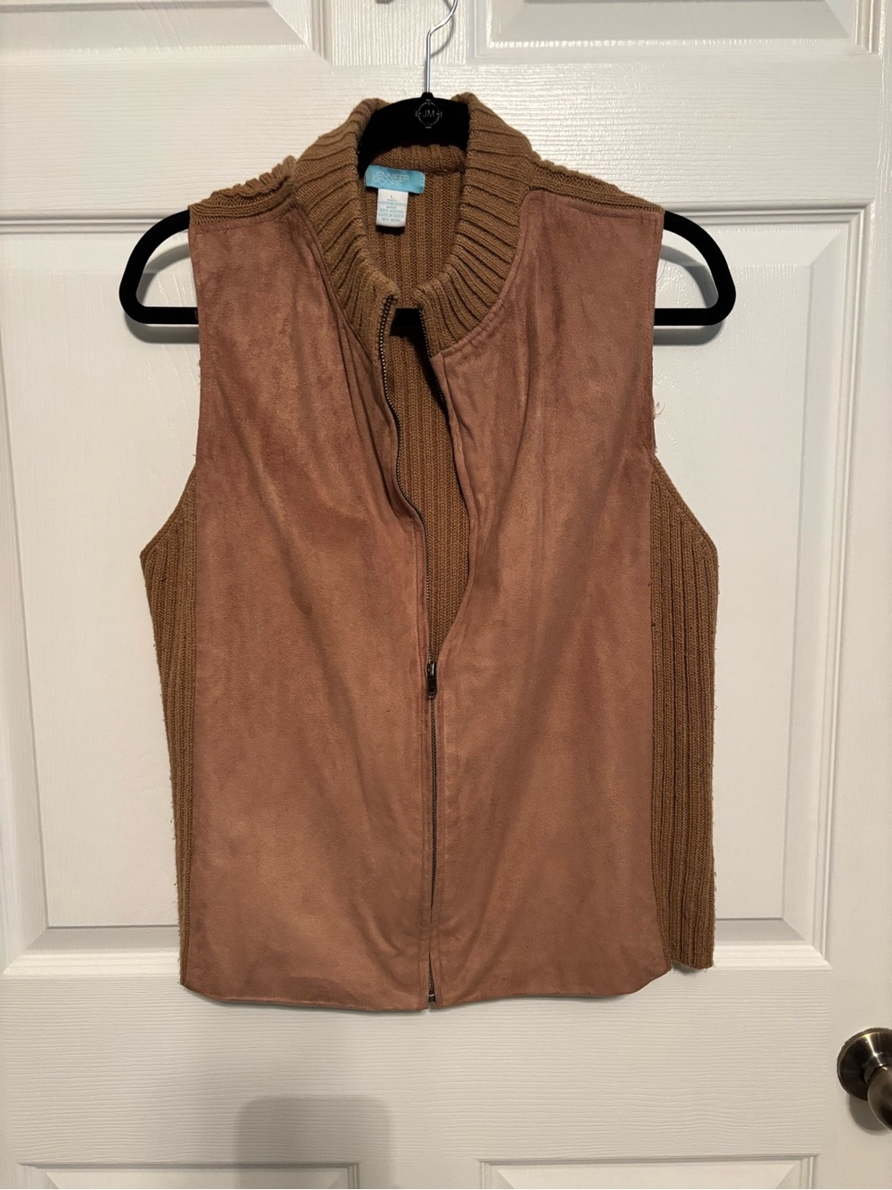 Jennifer Moore Suede-Look Sleeveless Zip Vest in Brown PTP 20-24”